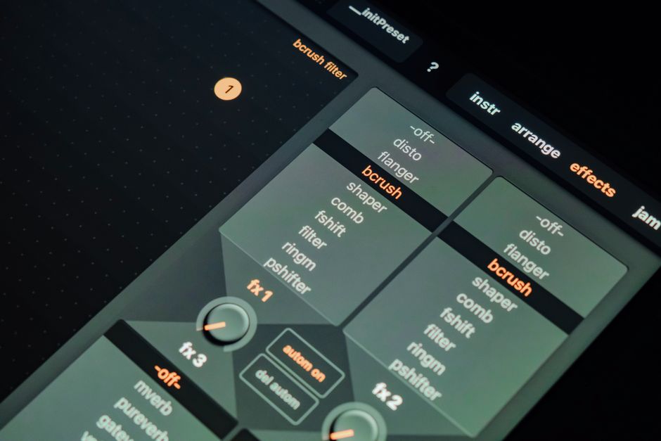 High-income digital skills — Close-up of digital music production interface showing various sound filter settings.